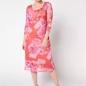 Isaac Mizrahi Red Floral Midi Dress NWOT